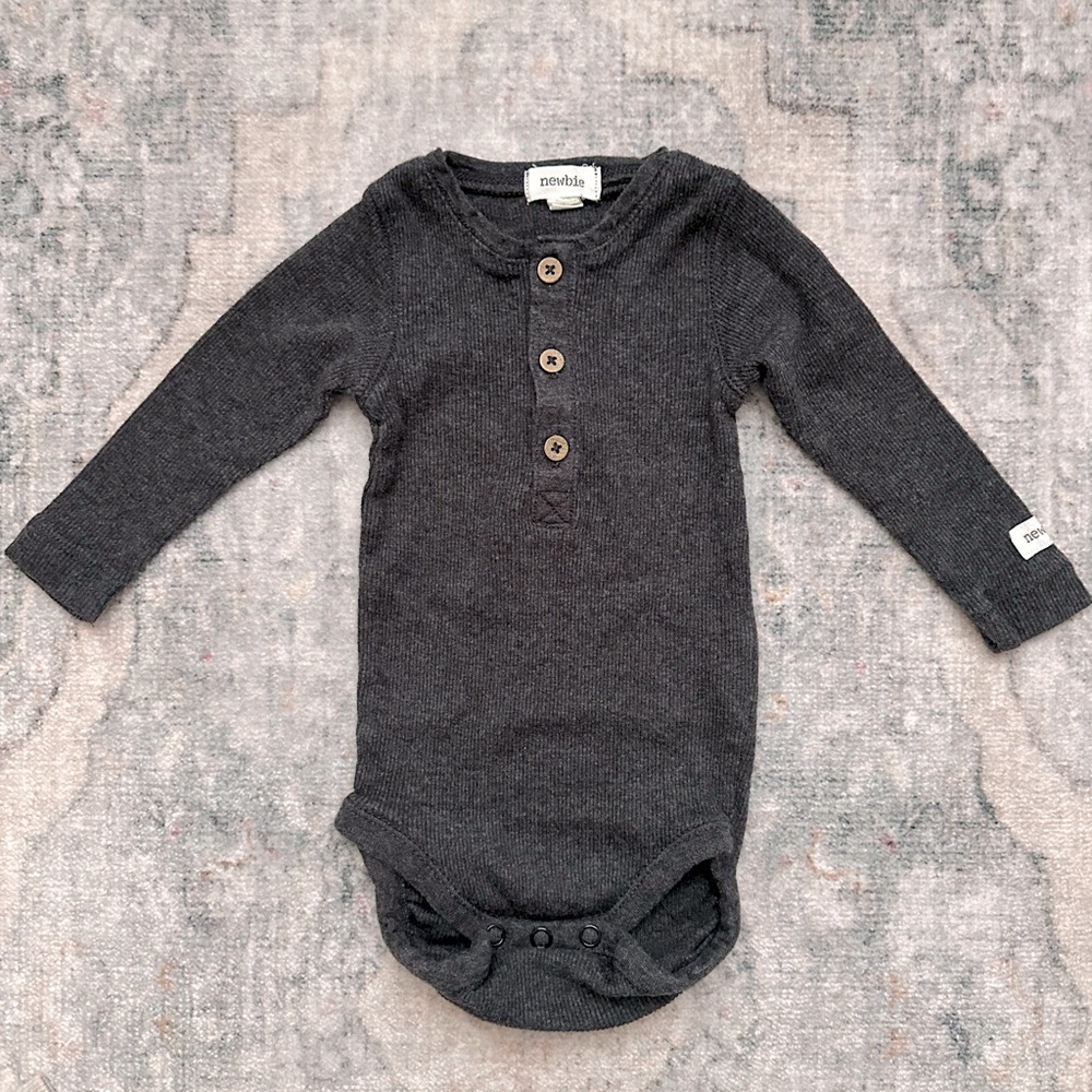 NEWBIE henley style long sleeved bodysuit